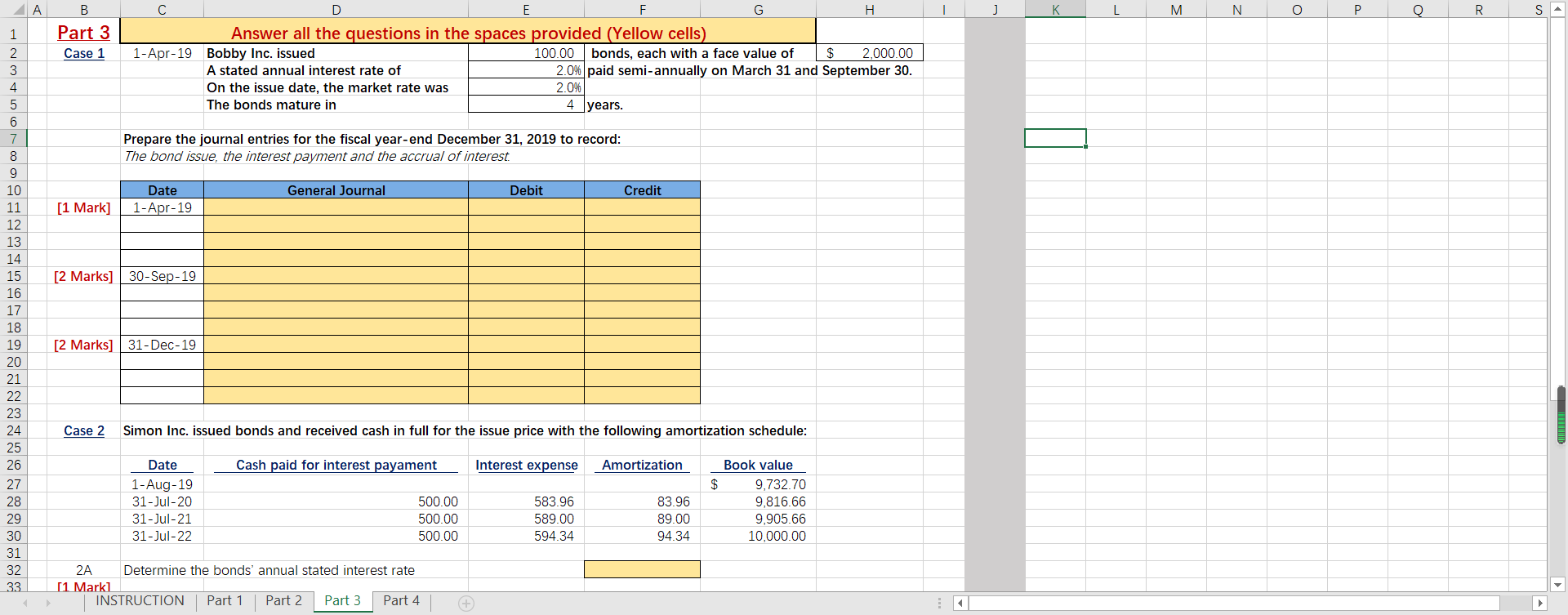 A B C D E F H 1 Part 3 2 Case