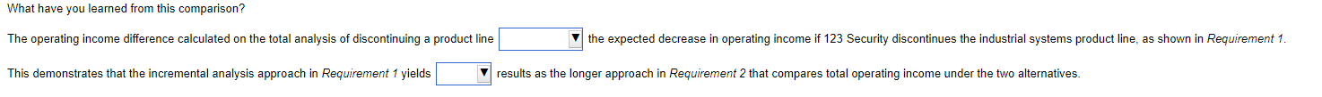 discontinue the industrial systems product line. Incremental Analysis for Discontinuation Decision Contribution