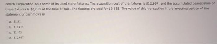 the amount of gain or loss on the sale? a. $819 gain