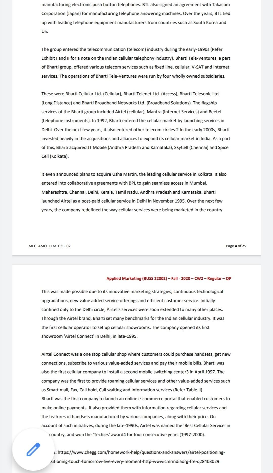 questions that follow: MEC_AMO_TEM_035_02 (95 Page 2 of 25 Applied Marketing (BUSS