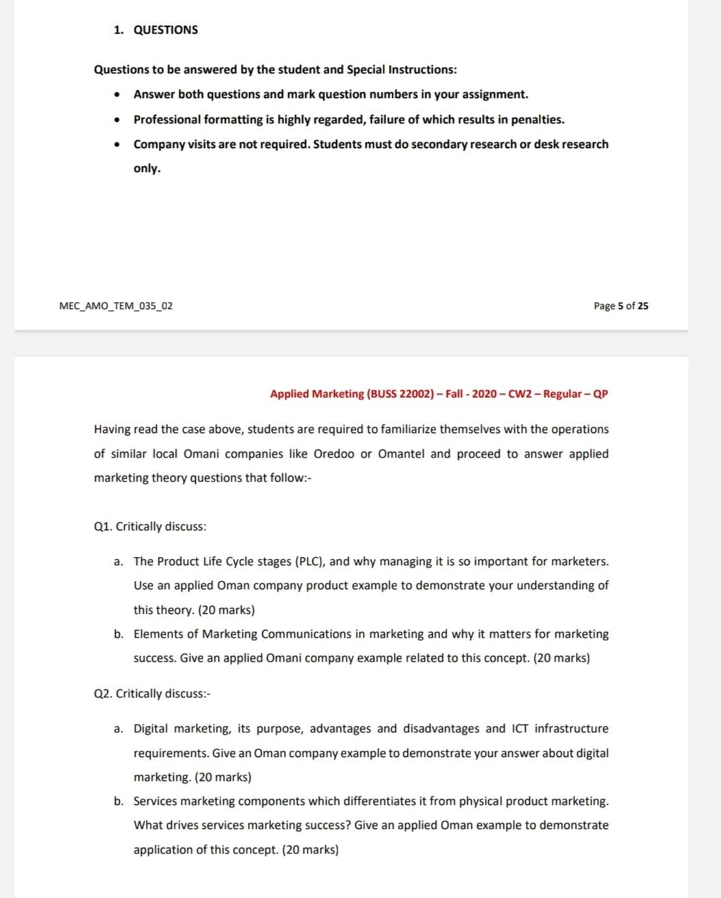 22002)-Fall-2020-CW2 - Regular - QP CASE STUDY: AIRTEL - POSITIONING (AND REPOSITIONING):