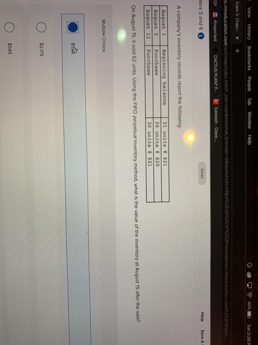 View History Bookmarks People Tab Window Help Exam 3: Chapter X 90%
