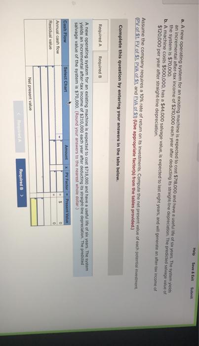 Help Save & Exit Submit a. A new operating system for an