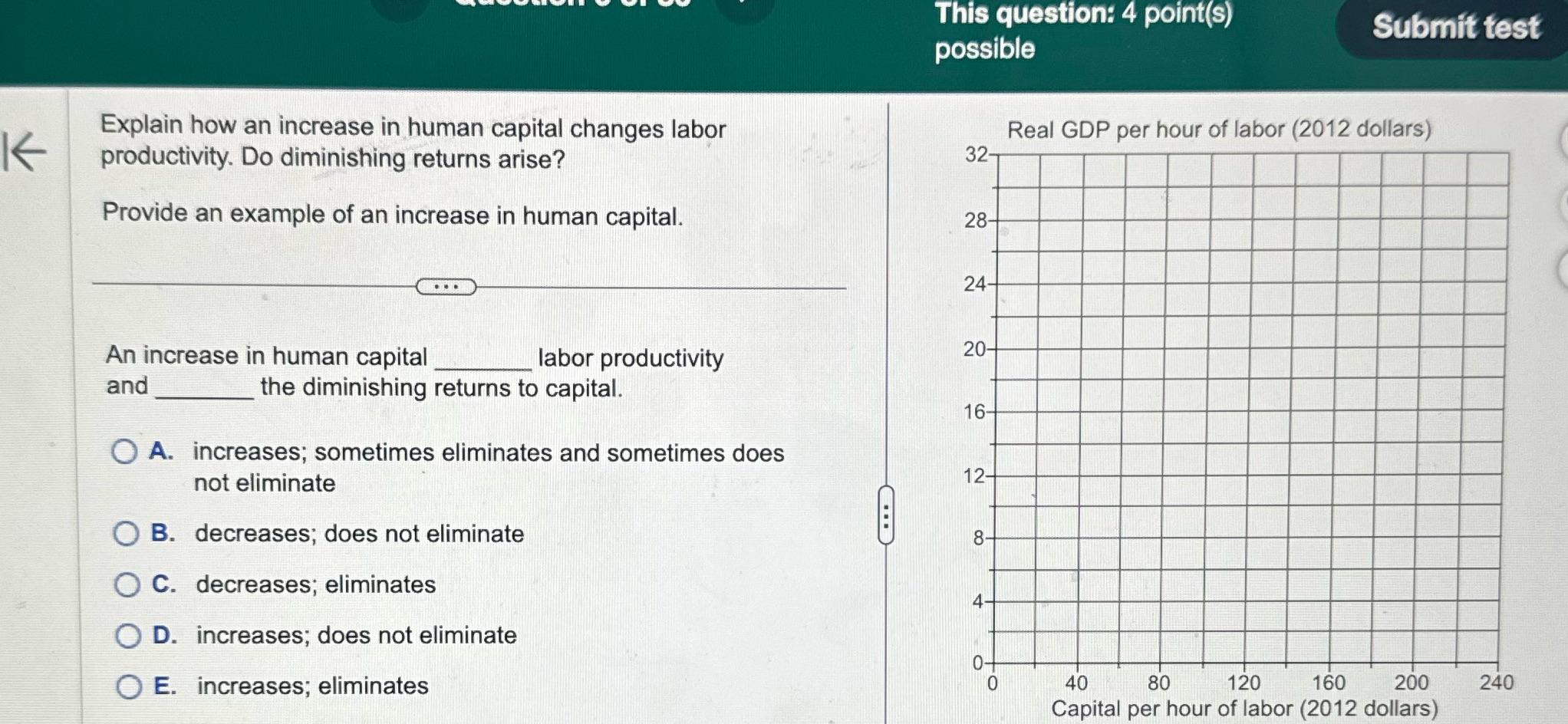  Explain how an increase in human capital changes labor productivity. Do