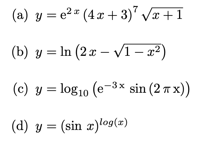Differentiate using logarithmic differentiation when appropriate (a) y = e2x (4x +