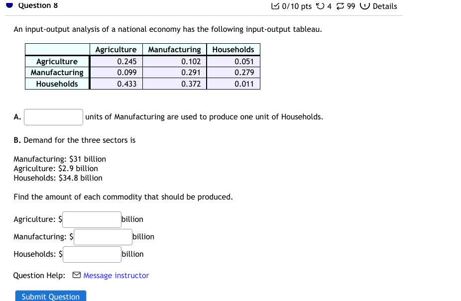 Question Question 4 0/10 pts ( 4 99 0 Details The input-output