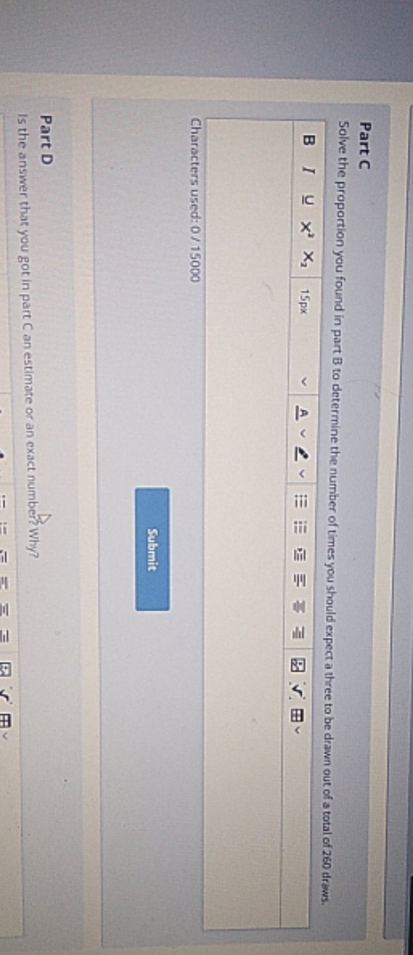 please explain Part C Solve the proportion you found in part B