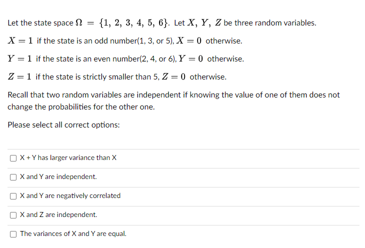 Let the state space ? = {1, 2, 3, 4, 5,
