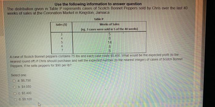 Use the following information to answer question The distribution given in