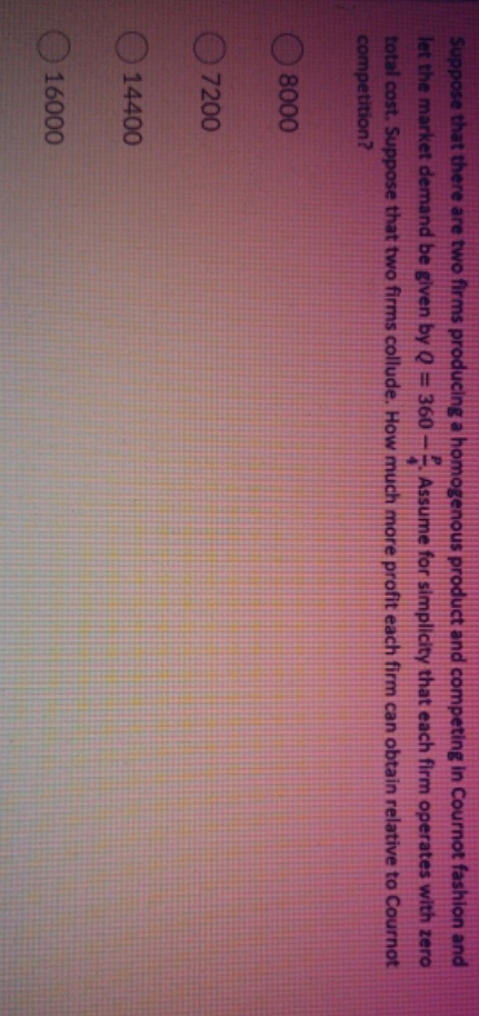 Please help Suppose that there are two firms producing a homogenous product