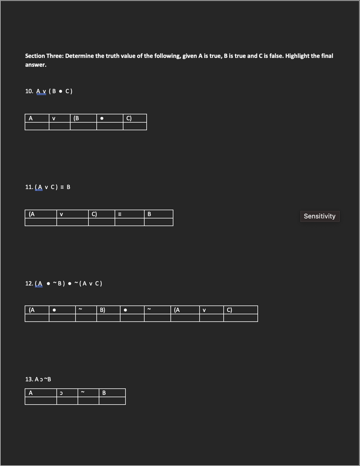 q 8. (p . q)or (p q) 9. ~ (pvr) (p V