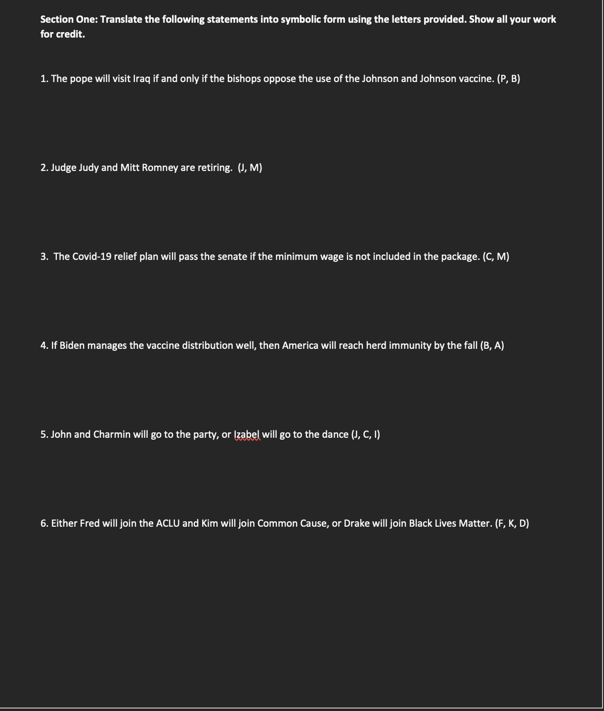 V C) 13. A 5 ~B A C N BSection Four: Translate