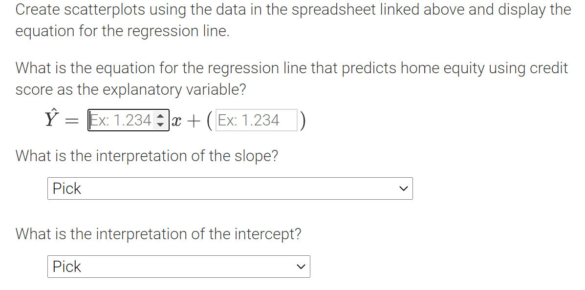 https://drive.google.com/file/d/1TLgMH-ZibzHHBbDDxqOnfqPNpRDyVU5I/view?usp=sharing Create scatterplots using the data in the spreadsheet linked above and