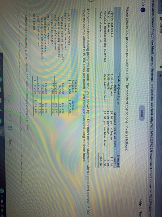 Connect education.com/ext/map/index.html?_con con&external browser=0&launchUrl=https%253A%252F%252Fnewconnect.mheducation.com%252F/activity/ 206 Saved Maple Leaves Inc. produces portable ice