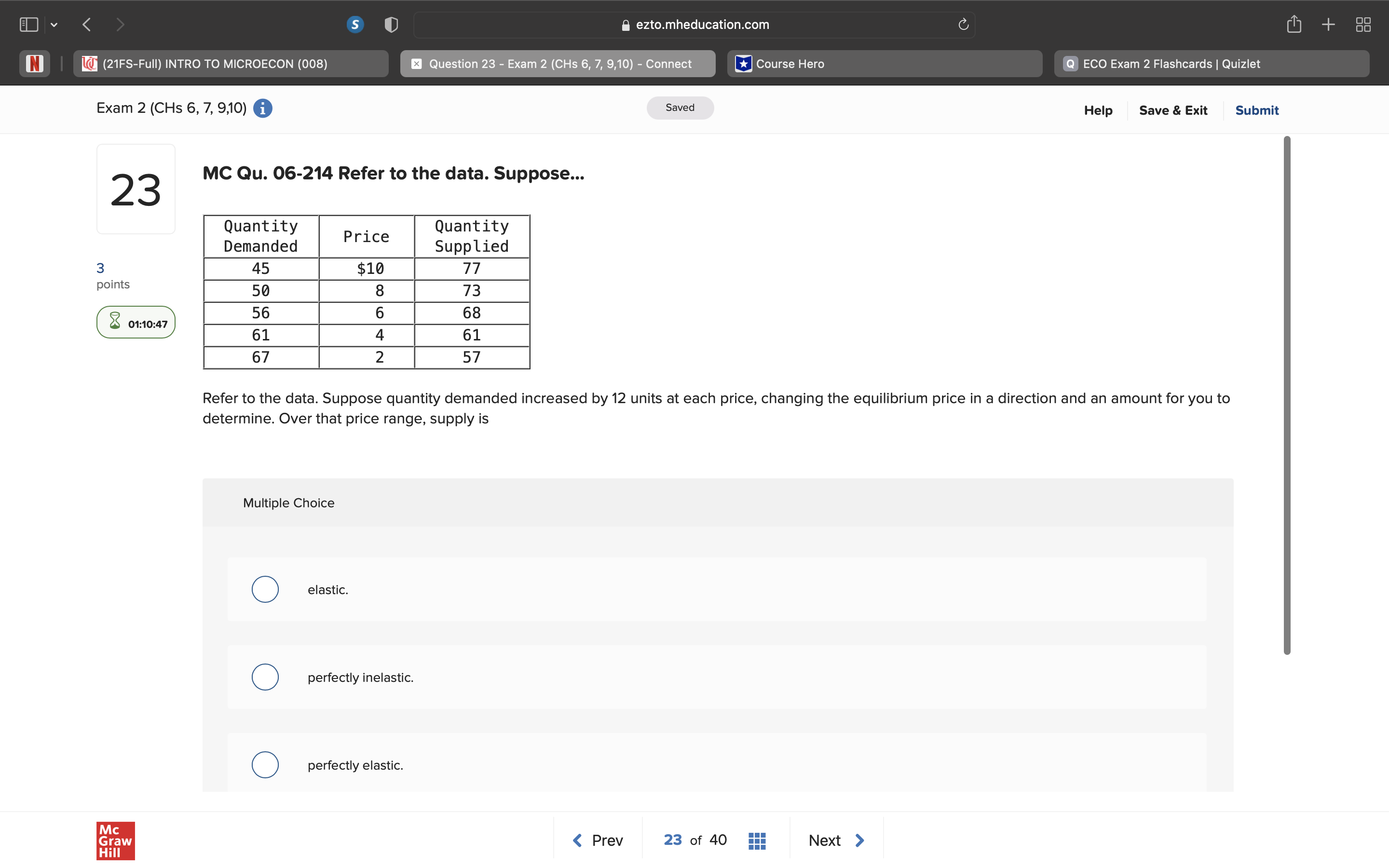 ezto.mheducation.com (21FS-Full) INTRO TO MICROECON (008) Exam 2 (CHs 6, 7, 9,10)