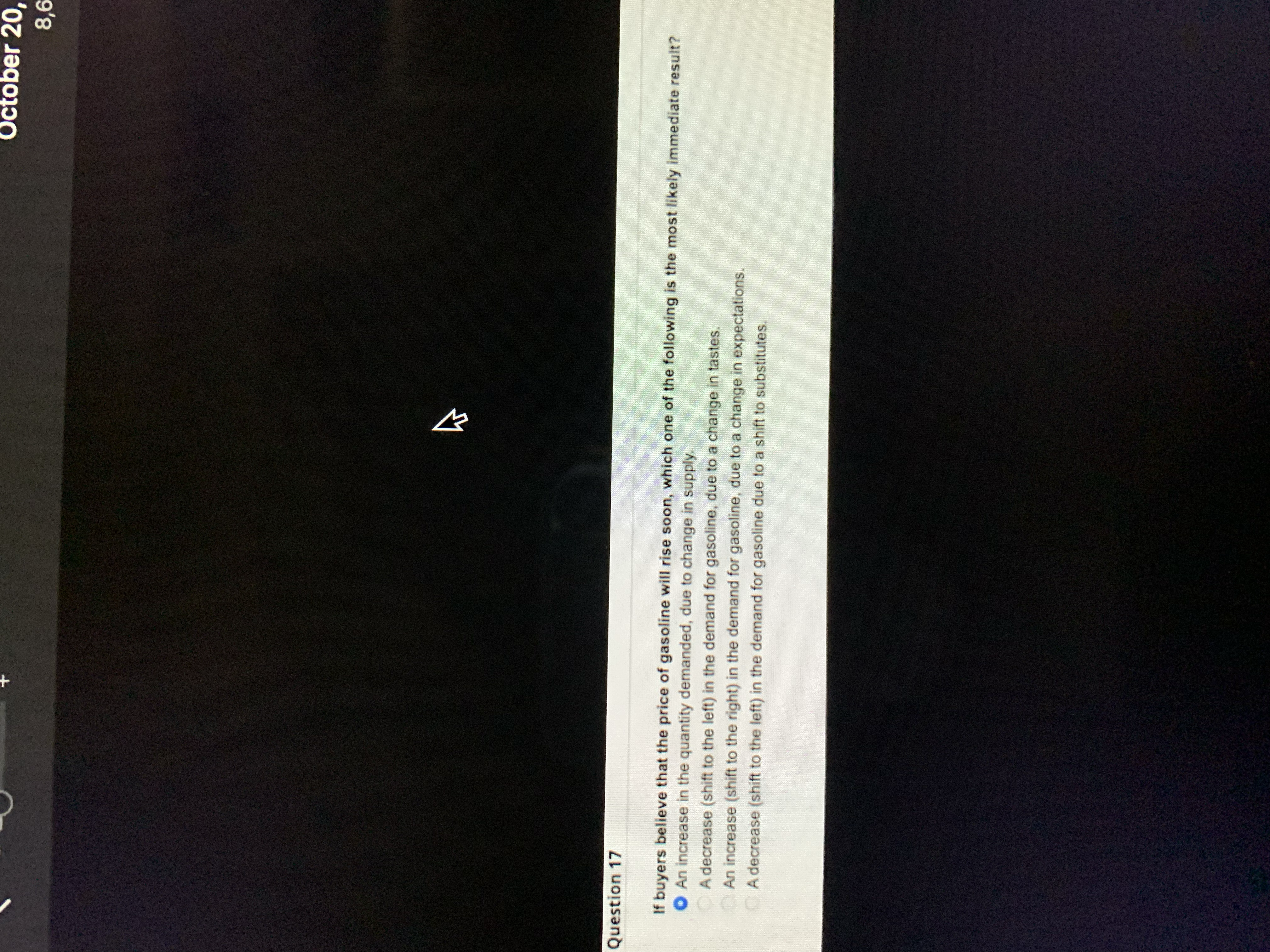 increase in the price of a complement, i.e. Coke. A decrease in