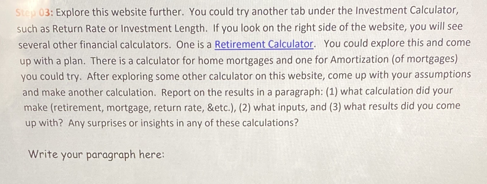 Step 03: Explore this website further. You could try another tab