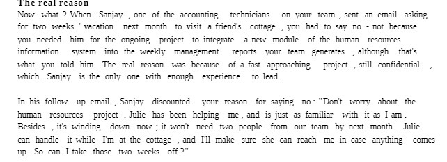  The real reason Now what ? When Sanjay , one of