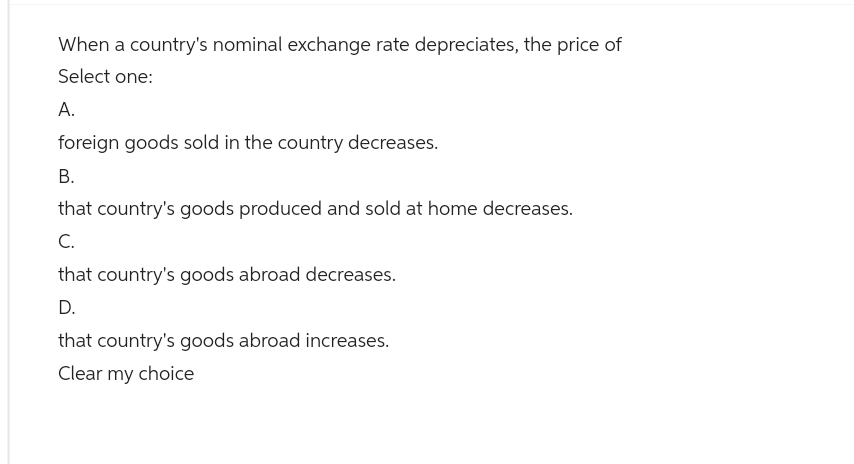 Please answer correct explain plz asap plz When a country's nominal exchange