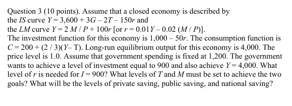Please help me with this question. Question 3 (10 points). Assume that