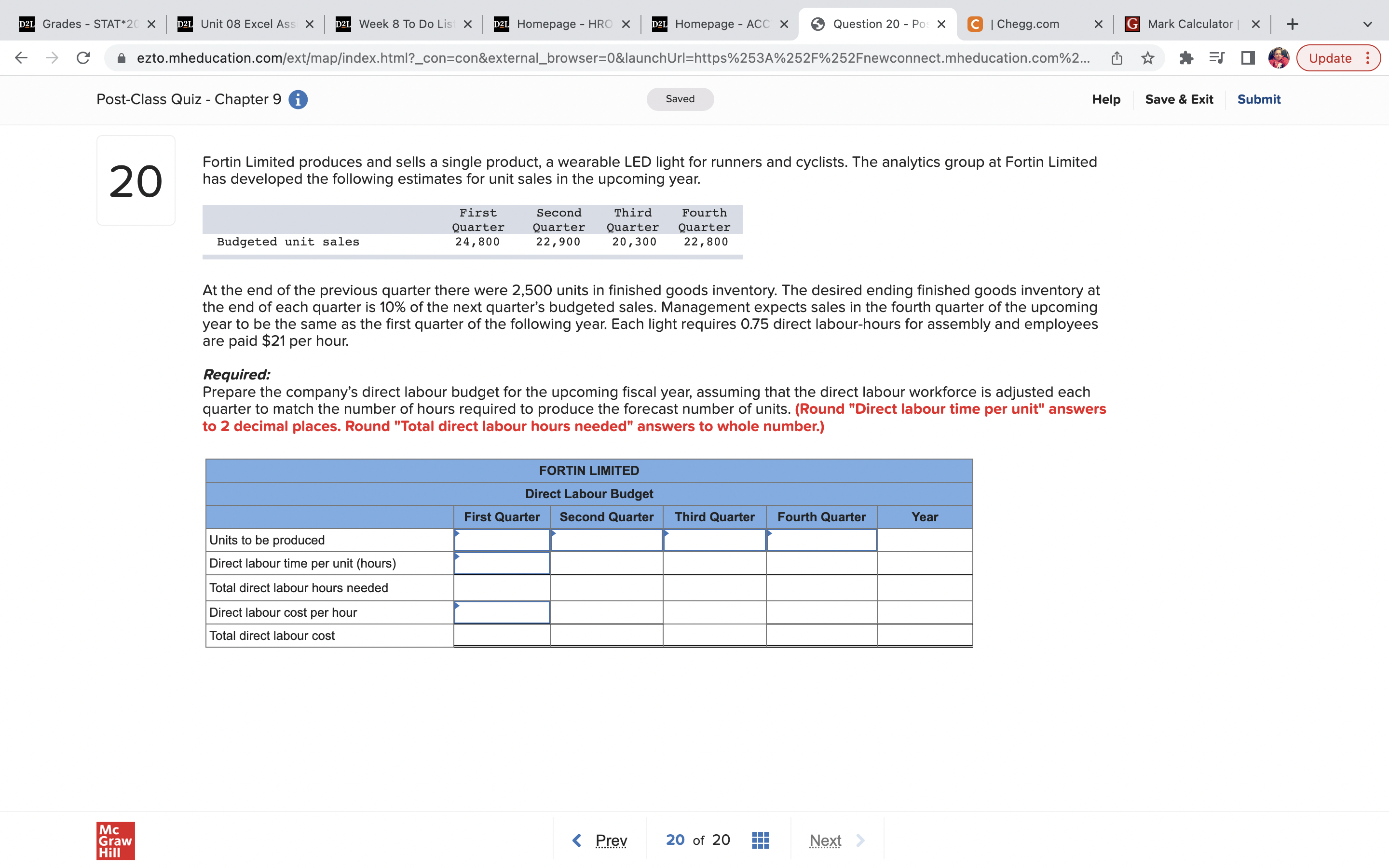 Quiz - Chapter 9 i Saved Help Save & Exit Submit The