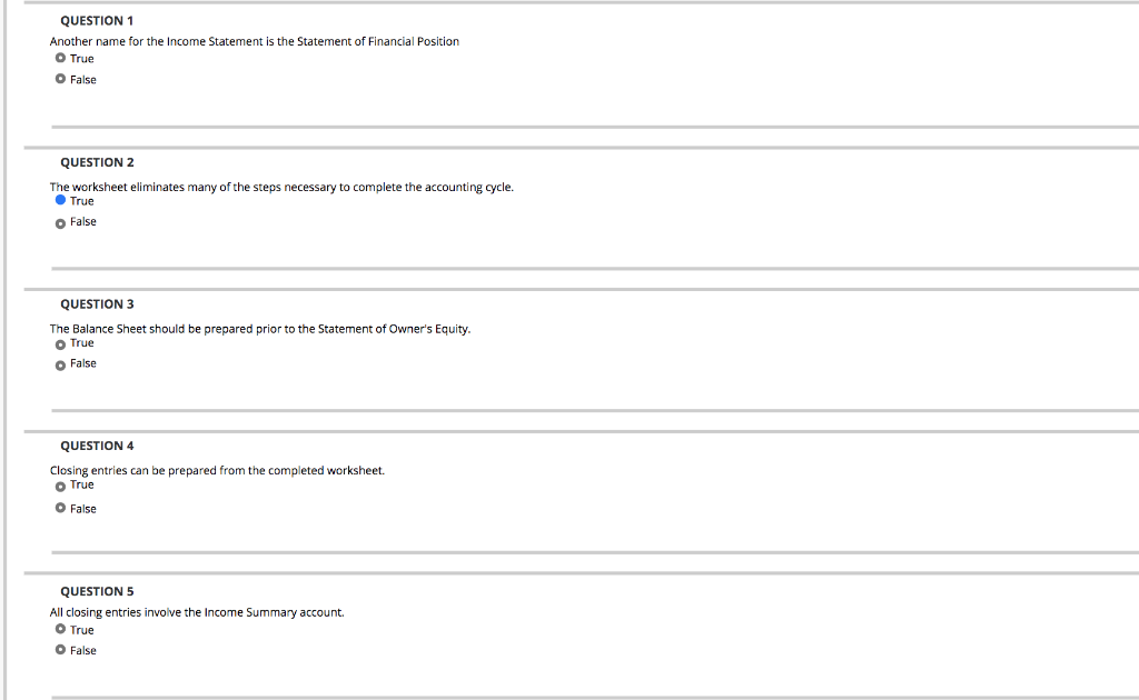 1 Another name for the Income Statement is the Statement of Financial