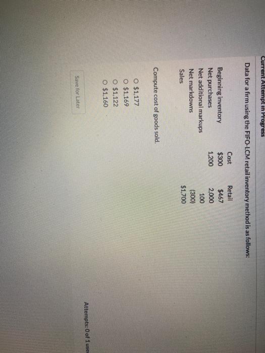 The following summarizes two inventory items examines for the lower of cost