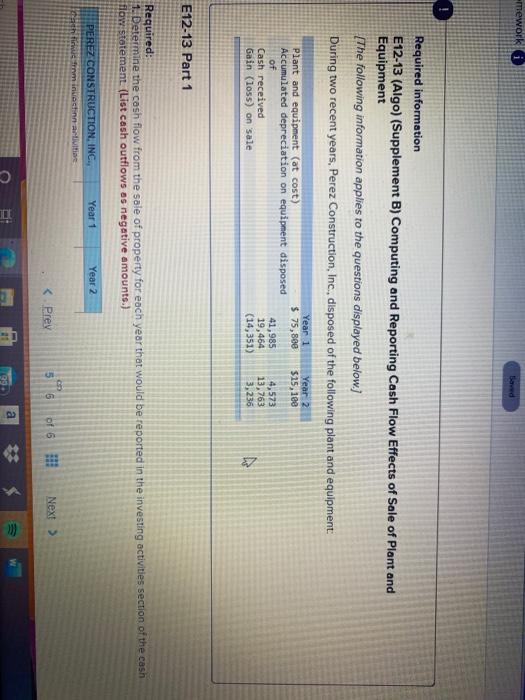 mework i Saved Required information E12-13 (Algo) (Supplement B) Computing and Reporting