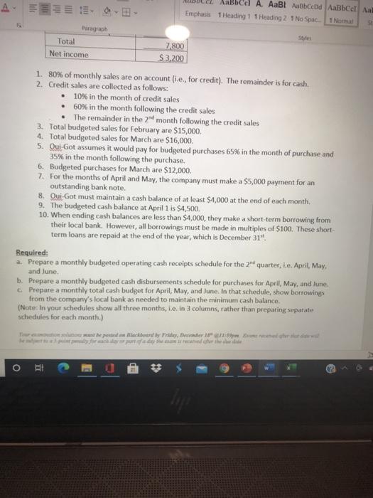 Inc. Budgeted Income Statement For the 2nd Quarter Ended 200x quarter, Sales