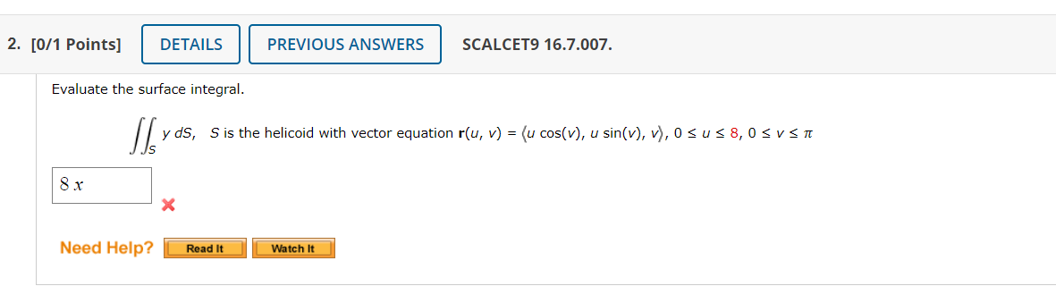 SCALCET9 16.7.003. MY NOTES ASK YOUR TEACHER PRACTICE ANOTHER Let H be