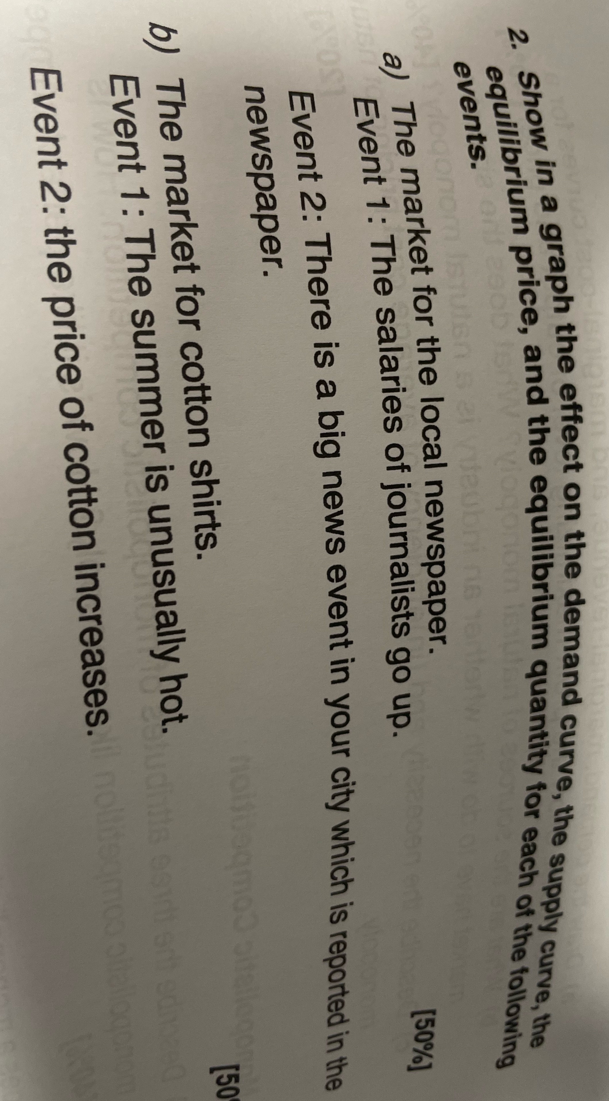 2. Show in a graph the effect on the demand curve,