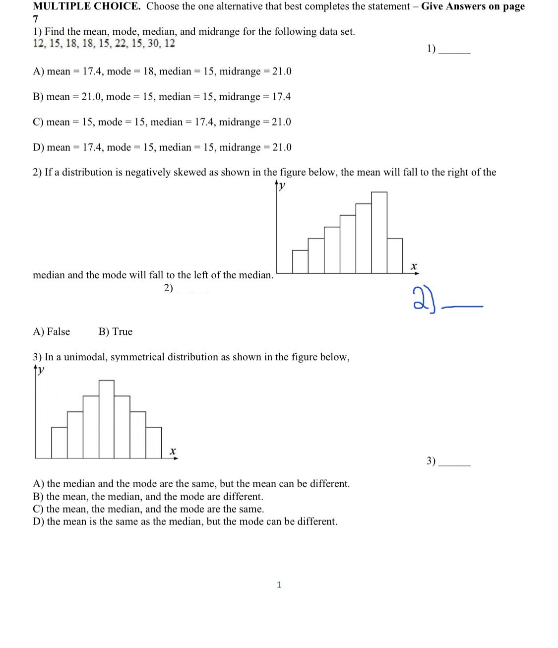 100 pts 1.5 hr. 4) The following population parameters were obtained from