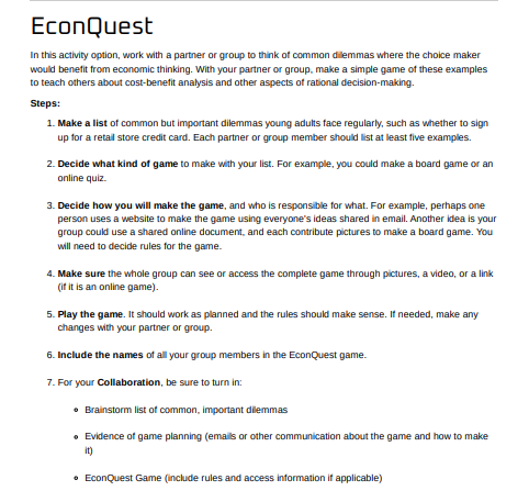 ECONOMICS : COLLABORATION : COLLABORATIONHow Can I Collaborate?Working with others is an