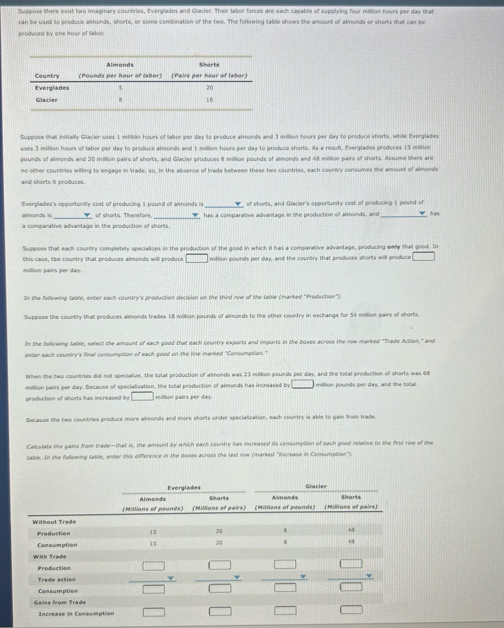 Please answer correctly. Thank you Suppose there exist two imaginary countries, Everglades