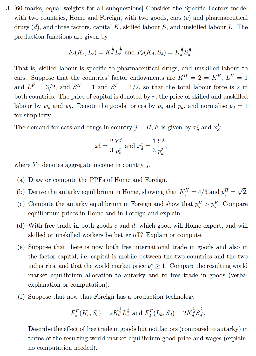 Please show the answer in details. 3. [60 marks, equal weights for