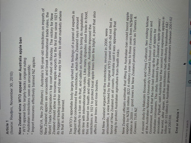 need to read Article 1 "New Zealand wins WTO appeal over Australia