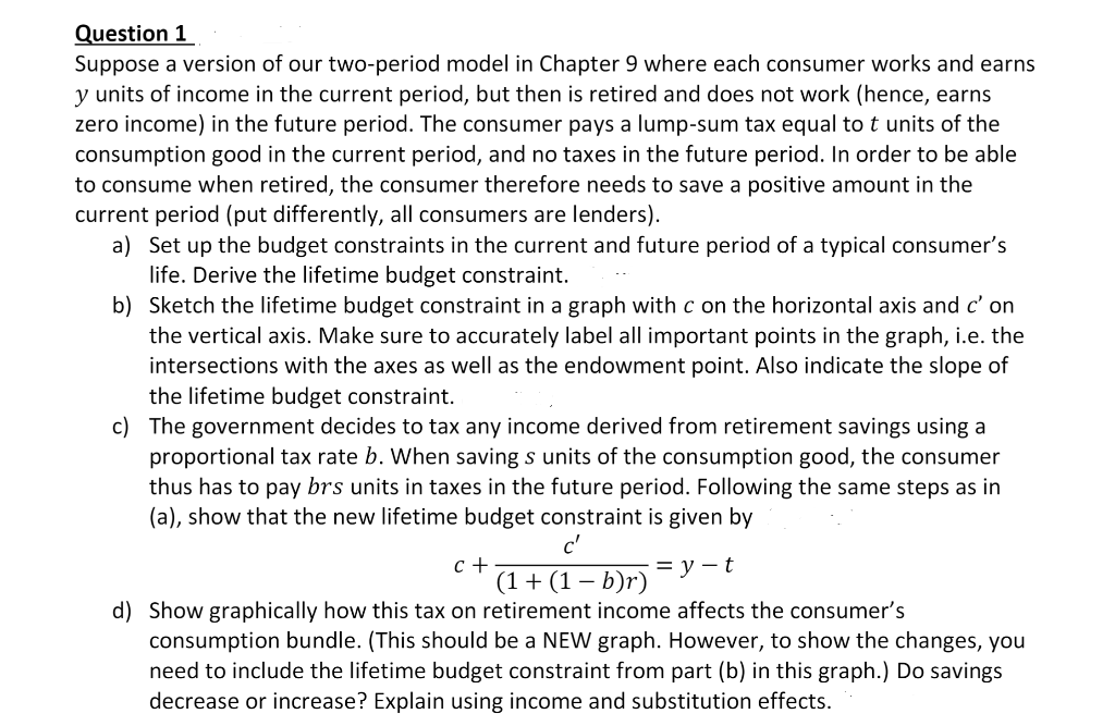 economic question: 12345678 Question 1 . - Suppose a version of our