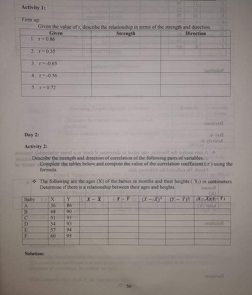 houn that a students studies (X) is related to the examination grade