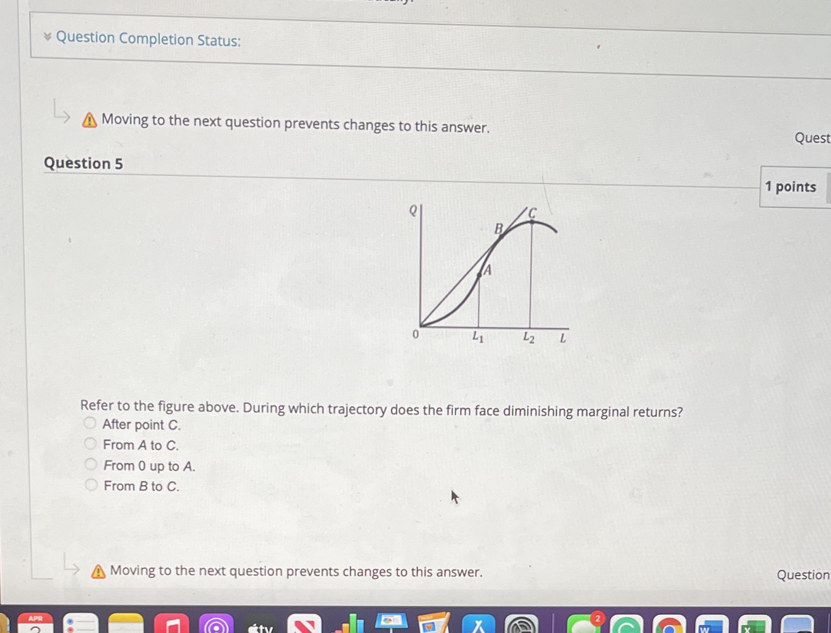 Question Completion Status: Moving to the next question prevents changes to