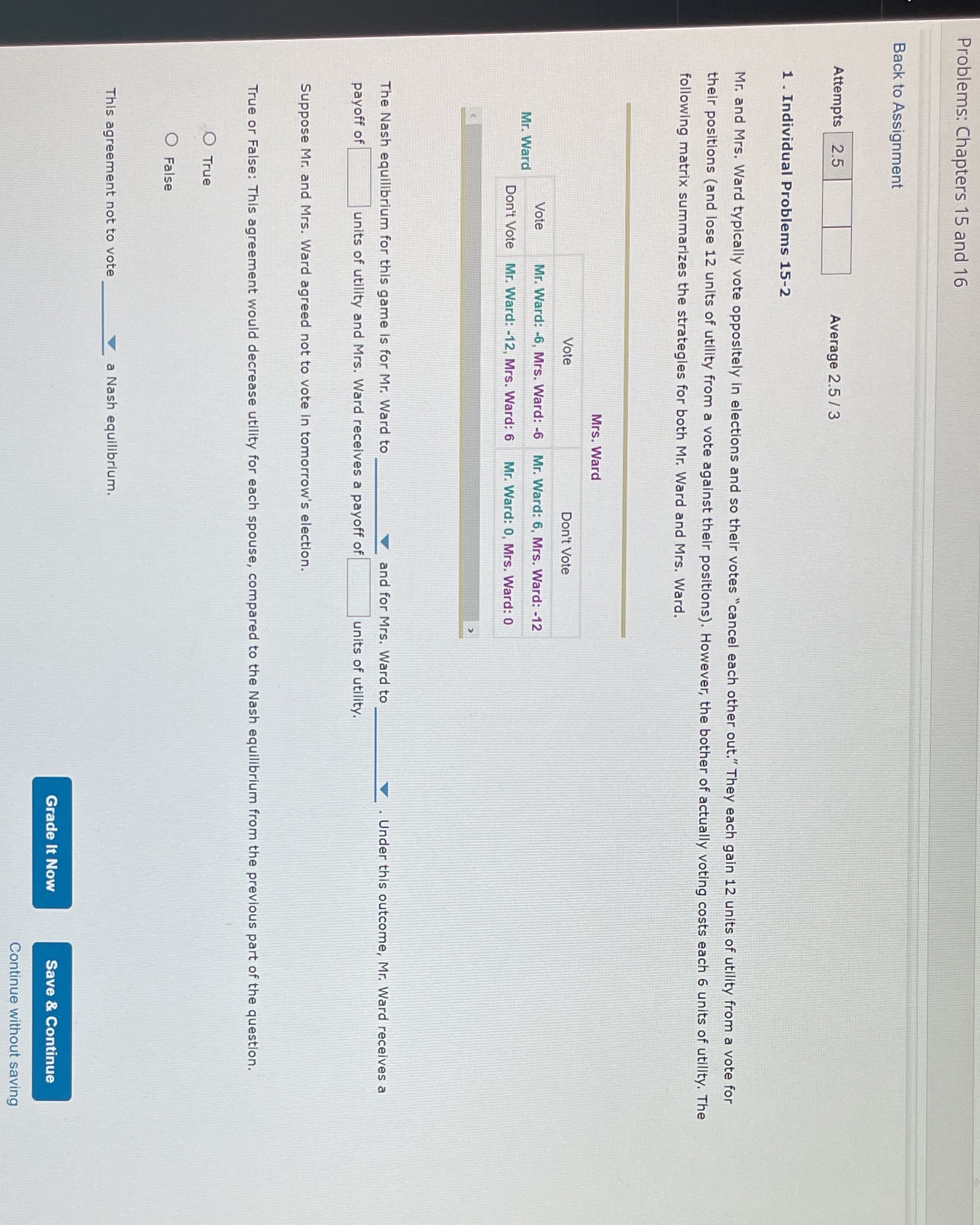 Problems: Chapters 15 and 16 Back to Assignment Attempts 2.5 Average