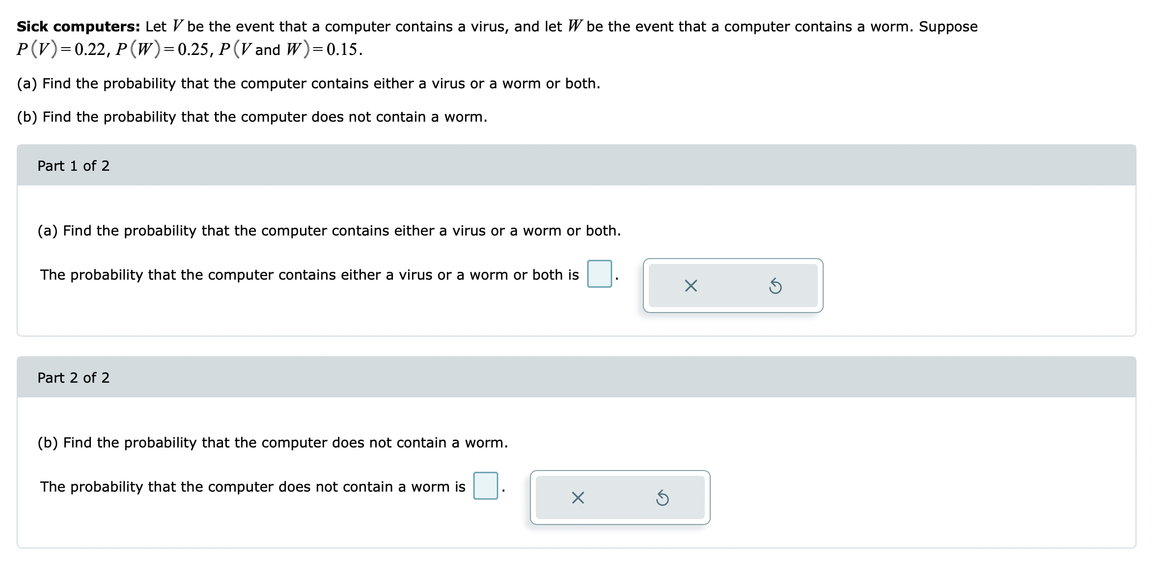  Sick computers: Let / be the event that a computer contains