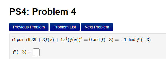 at the y-intercept. PS4: Problem 2 Previous Problem Problem List Next Problem