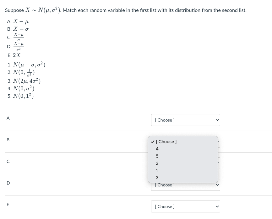 first list with its distribution from the second list. A. X -