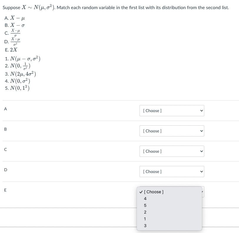 N(0, 13 ) A [ Choose ] B W - C [