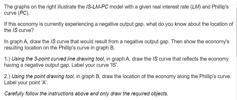 The graphs on the right illustrate the iS-LM-PC model with a