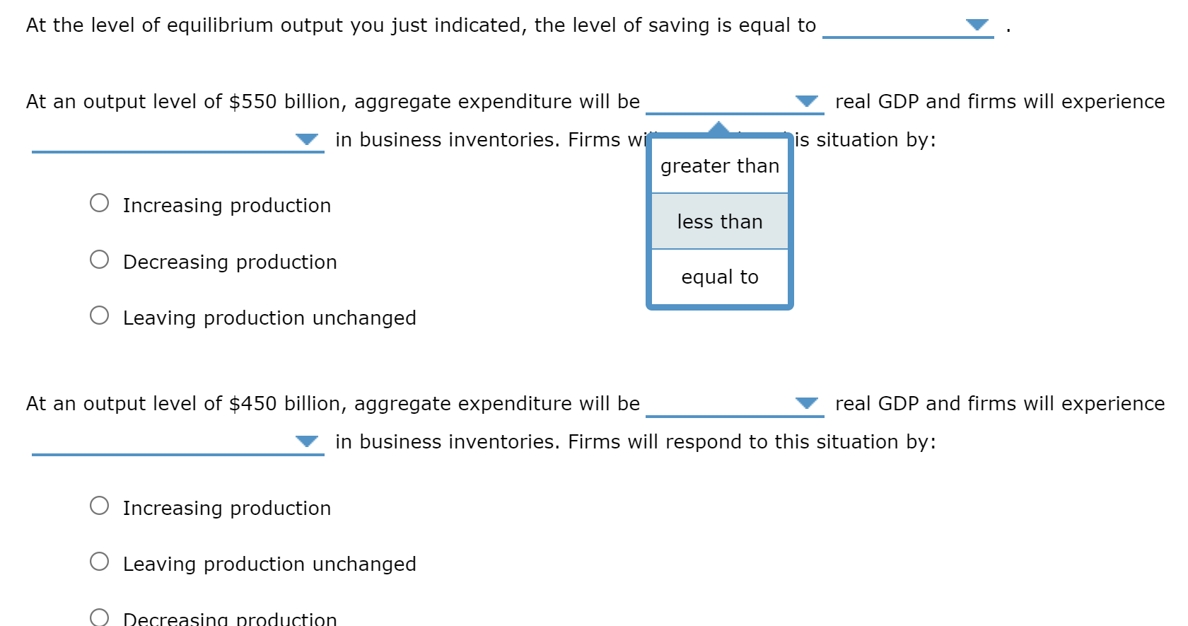 a hypothetical private closed economy and a 45-degree line along which aggregate