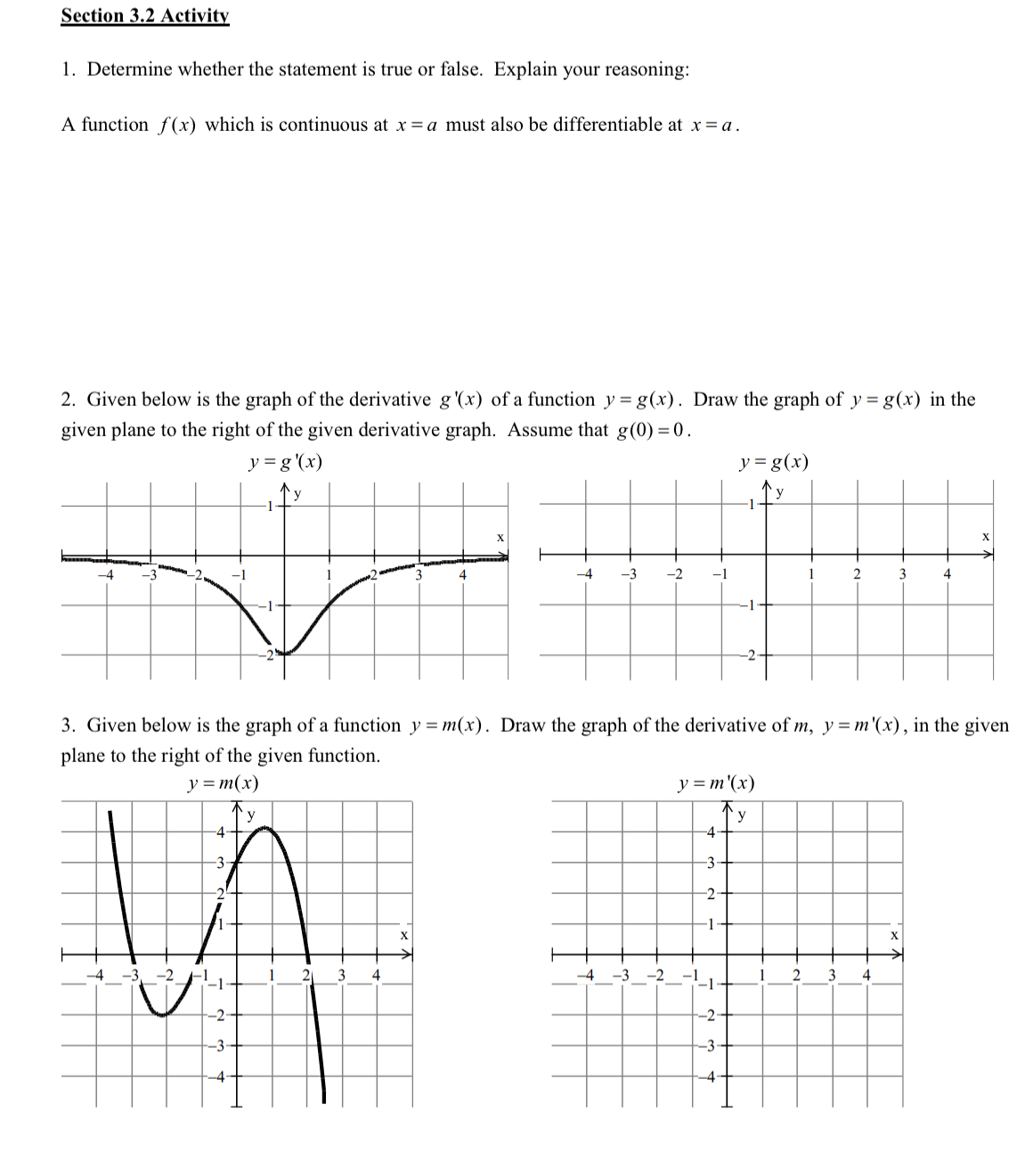 f (x) . (3) Find the formula for y = f '(x)