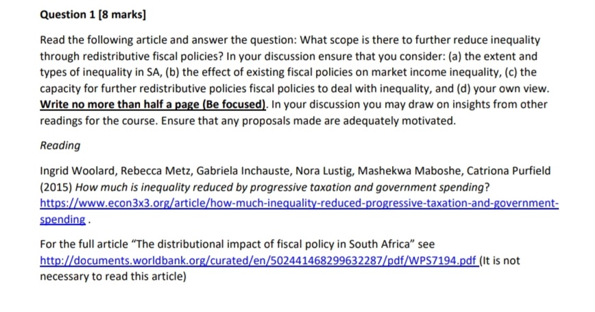  Question 1 [8 marks] Read the following article and answer the