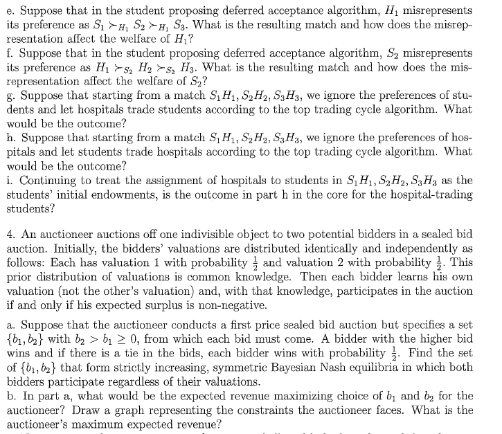 provide solution e. Suppose that in the student proposing deferred acceptance algorithm,