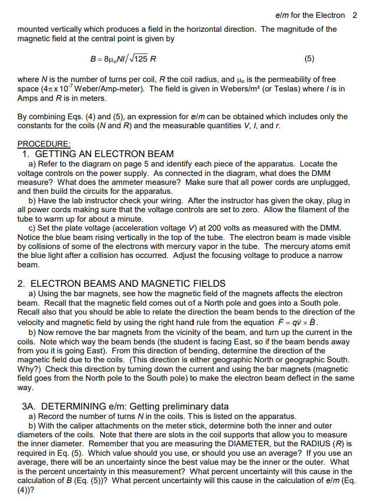 ratio of the charge of an electron to its mass. METHOD: A